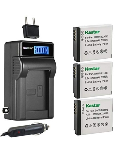 Kastar 3-Pack DMW-BLH7 Battery and LCD AC Charger Compatible with Panasonic DMW-BLH7E DMW-BLH7PP DMW-BLH7GT Battery, DE-A98, DE-A99 Charger, Panasonic DC-GF7 GF8 GF9 GM1 GM5 LX9 LX10 LX15 GX800 GX850