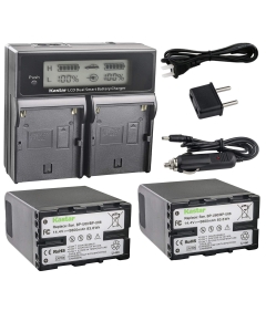 Kastar LCD Dual Fast Charger + 2 Battery Replacement for Sony BP-U60 BPU65 PMW-100 PMW-150 PMW-160 PMW-200 PMW-300 PMW-EX1 EX3 PMW-EX160 PMW-EX260 PMW-EX280 PMW-F3 PXW-FS5 PXW-FS7 PXW-FX6 PXW-FX9