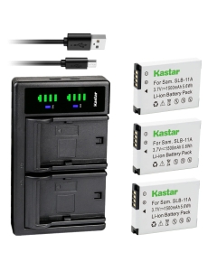 Kastar 3-Pack Battery and LTD2 USB Charger Replacement for Samsung SLB-11A SLB11A Battery, Samsung CL65, CL80, EX1, HZ25W, HZ30W, HZ35W, HZ50W, ST1000, ST5000, ST5500, TL240, TL320 Digital Camera