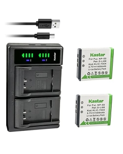 Kastar 2-Pack FNP-50 Battery and LTD2 USB Charger Replacement for Fujifilm NP-50, NP-50A Battery, BC-50, BC-45W Charger, Fujifilm Instax Share SP-3 Smartphone Portable Wireless Mobile Printer