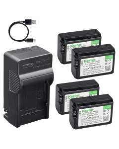 Kastar 4-Pack Battery and AC & USB-C Charger, Compatible with Sony Alpha A6000 A6400 A6500 A7 A7II A7R A7S A5100 A5000 RX10 RX10II RX10III RX10IV NEX-5 NEX-6 NEX-7 ZV-E10 Pixii A1571 A2572+ Cameras