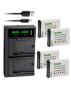 Kastar 4-Pack EN-EL23 Battery and LTD2 USB Charger Replacement for Nikon EN-EL23 ENEL23 Battery, Nikon MH-67 MH-67P Charger, Nikon Coolpix P900, Coolpix P900s, Coolpix S810c Camera