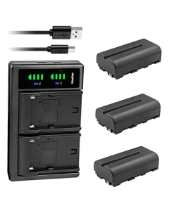 Kastar 3-Pack NP-F550 / NP-F570 Battery and LTD2 USB Charger Compatible with FEELWORLD FH7 7 INCH Field Monitor, A737 Aluminum 7 Inch On-Camera Monitor, FW278S 7" 1200 cd/m² 3G-SDI On-Camera Monitor
