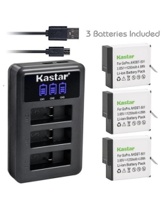 Kastar Battery (3-Pack) & LCD USB Charger for GoPro HERO5, Hero 5 Black, Gopro5 and GoPro AHDBT-501, AHBBP-501 Sport Camera (Compatible with Firmware v01.57, v01.55 and Future Update)