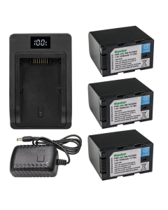 Kastar 3-Pack Battery and Ultrafast Charger Replacement for JVC BN-VC264G BN-VC296G Battery, JVC GY-HC500 Series Camcorder, JVC Connected CAM GY-HC500E GY-HC500U, JVC GY-HC 550 GY-HC 550E Camcorder