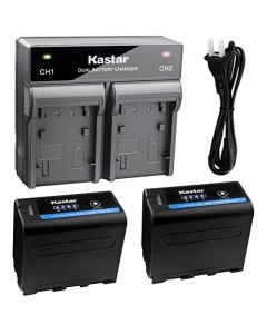 Kastar 2X Battery + Fast Dual Charger Replacement for Sony NP-F970 Pro NP-F990 NP-F975 NP-F970 NP-F960 NP-F950 NP-F930 NP-F770 NP-F750 NP-F730 NP-F570 NP-F550 NP-F530 NP-F330 Battery and LED Light