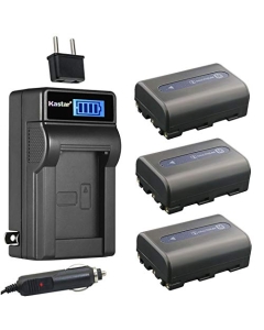 Kastar 3-Pack NP-FM50 Battery and LCD AC Charger Compatible with Sony DCR-DVD200 DCR-DVD201 DCR-DVD300 DCR-DVD301 DCR-DVD91 DCR-HC14 DCR-HC15 DCR-HC88 DCR-PC6 DCR-PC8 DCR-PC9 DCR-PC100 Cameras