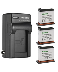 Kastar 3-Pack Battery and AC Wall Charger Replacement for DJI AB1 & DJI OSMO Action Camera, DJI OSMO 4K Waterproof WiFi HDR Video 145° Angle Black, DJI Osmo Action - 4K Action Cam 12MP Digital Camera