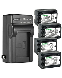 Kastar 4-Pack Battery and AC Wall Charger Replacement for Panasonic HC-V550M, HC-V550K, HC-V620M, HC-V710, HC-V720, HC-V720M, HC-V720GK, HC-V720MGK, HC-V720K, HC-V750, HC-V750M, HC-V750K, HC-V770