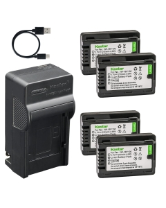 Kastar 4-Pack Battery and AC & USB-C Charger Compatible with Panasonic VW-VBY100 for HC-V110 HC-V130 HC-V201 Cameras