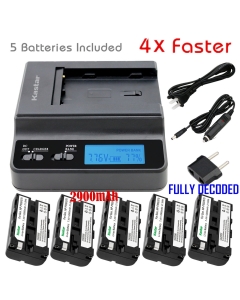 Kastar NP-F570 Battery (5-Pack) and Ultra Fast Charger(4X faster) Kit for NP-F570, NP-F550, NP-F530, NP-F330 work with Sony CCD-RV100, CCD-RV200, CCD-SC5, CCD-SC6, CCD-SC55, CCD-SC65, CCD-TRV66, CCD-TRV67, DCM-M1, DCR-SC100, DCR-TR7, DSC-CD250, DSC-CD400,
