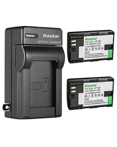 Kastar 2-Pack LP-E6 Battery and AC Wall Charger Replacement for Canon LP-E6N, LP-E6NH, LP-E6N Pro Battery, Canon LC-E6, LC-E6E Charger, Canon EOS R, EOS Ra, EOS R5, EOS R6, EOS 5D Mark II Camera