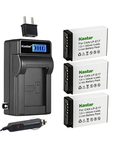 Kastar 3-Pack LP-E17H Battery and LCD AC Charger Compatible with Canon LP-E17 LPE17, 9967B02 Battery, Canon EOS T6i, T6s, T7i, T8i, M6, EOS RP Mirrorless Digital Camera