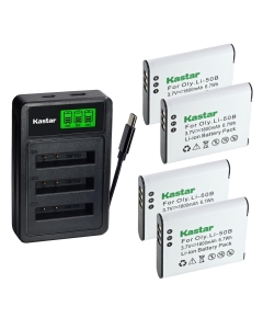 Kastar 4-Pack Battery with LZD3 USB Triple Charger Compatible with Pentax D-Li92 RICOH DB-100 Optio WG Series CX Cameras