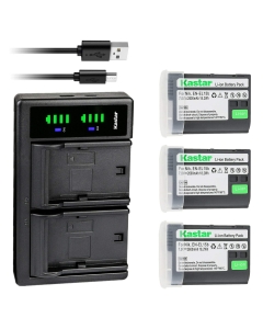 Kastar 3-Pack EN-EL15b Battery and LTD2 USB Charger Replacement for Nikon Z 7, Z7, Z 7 Q3, Z7Q3, 1 V1, D500, D600, D610, D750, D780, D800, D800E, D810, D810A, D850, D7000, D7100, D7200, D7500, Z 6, Z6