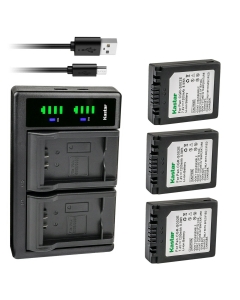 Kastar 3-Pack CGA-S002 Battery and LTD2 USB Charger Compatible with Panasonic Lumix DMC-FZ3, Lumix DMC-FZ3B, Lumix DMC-FZ3EG-S, Lumix DMC-FZ3GN, Lumix DMC-FZ3PP, Lumix DMC-FZ4 Camera