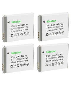 Kastar 4-Pack NB-6L Battery 3.7V 1300mAh Replacement for Canon Canon NB-6L NB6L, NB-6LH NB6LH Battery, Canon CB-2LY Charger, Canon IXUS 85 is, IXUS 95 is Camera