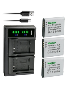 Kastar DB-110 Battery 3-Pack and LTD2 USB Charger Replacement for Ricoh Theta V 360 Spherical Camera, Ricoh Theta Z1 360 Spherical Camera, PEN1067, 910830, Ricoh Theta X 360 Spherical Camera