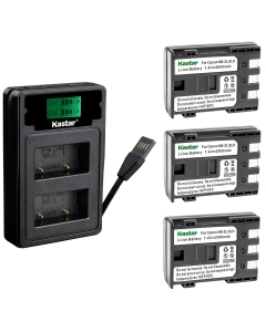 Kastar 3-Pack Battery with LZD2 USB Dual Charger Compatible with Canon NB-2L NB-2LH NB-2L12 NB-2L14, EOS 350D 400D Rebel XT XTi PowerShot G7 G9 S70 VIXIA HV20 HV30 ZR Series Camcorder