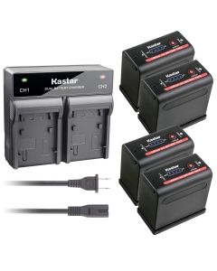 Kastar 4 Battery and Dual Charger Compatible Canon EOS G1000 G1500 G2000 GL-1 GL-2 MV10i MV20i MV100i MV200i Optura Pi Ultura Vistura UC-V10 UC-V10Hi UC-V20 UC-V30 UC-V100 UC-V200 C300 PL EOS C500 PL