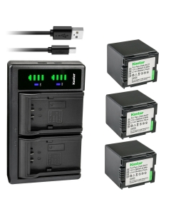 Kastar 3-Pack CGA-DU21 Battery and LTD2 USB Charger Compatible with Panasonic VW-VBD060, VW-VBD070, VW-VBD120, VW-VBD140, VW-VBD210, VSB0470, CGR-DU06, CGR-DU07, CGR-DU12, CGR-DU14, CGR-DU21 Battery