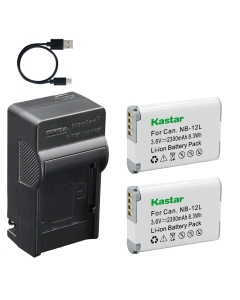 Kastar 2-Pack Battery and AC & USB-C Charger, Compatible with NB-12L NB-12LH Camera, for Canon PowerShot G1 X Mark II N100 and VIXIA mini X LEGRIA mini X Digital Camera