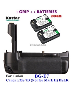 Kastar Pro Multi-Power Vertical Battery Grip (Replacement for BG-E7) + 2X LP-E6 Replacement Batteries for EOS 7D (Not for Mark II) Digital SLR Camera