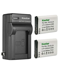 Kastar 2-Pack Battery and AC Wall Charger Replacement for Nikon EN-EL23 ENEL23 Battery, Nikon MH-67 MH-67P Charger, Nikon Coolpix P900, Coolpix P900s, Coolpix S810c Camera