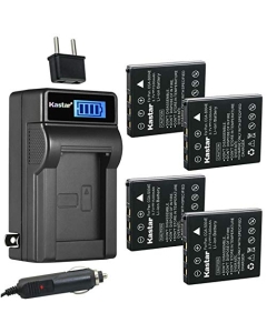 Kastar 4-Pack Battery and LCD AC Charger Compatible with Panasonic DMW-BCB7, CGA-S004, CGA-S004A, CGA-S004A/1B, CGA-S004E/1B Battery, DE-992a Charger, Panasonic Lumix DMC-FX2, Lumix DMC-FX7 Camera