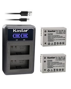 Kastar 2-Pack NB-10L Battery and LED2 USB Charger Compatible with Canon PowerShot G1 X, PowerShot G3 X, PowerShot G15, PowerShot G16, PowerShot SX40 HS, PowerShot SX50 HS, PowerShot SX60 HS Cameras