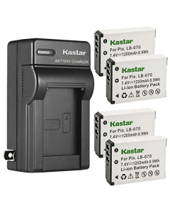 Kastar 4-Pack LB-070 Battery and AC Wall Charger Replacement for Kodak LB-070 LB070 Battery, Kodak Pixpro AZ651, Kodak Pixpro AZ651 Astro Zoom, Kodak Pixpro AZ652, Kodak Pixpro AZ652 Astro Zoom