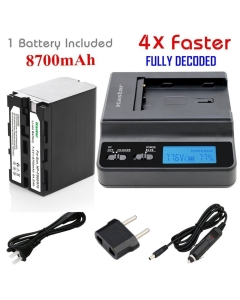 Kastar Fast Charger + 1 Battery for Sony NP-F970 NP-F960 F970 F960 F975 F950 and DCR-VX2100 HDR-AX2000 FX1 FX7 FX1000 HVR-HD1000U V1U Z1P Z1U Z5U Z7U HXR-MC2000U FS100U FS700U and LED Video Light