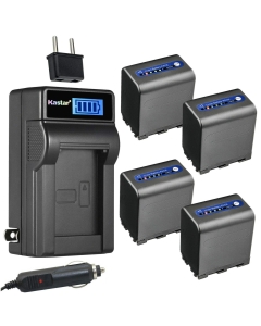 Kastar 4-Pack NP-QM91D Battery and LCD AC Charger Compatible with Sony GV-D1000, GV-D1000E Video Walkman, CCD-TRV106, CCD-TRV108, CCD-TRV116, CCD-TRV118, CCD-TRV126, CCD-TRV128, CCD-TRV138 Camcorders