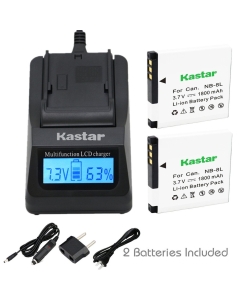 Kastar Ultra Fast Charger(3X Faster) Kit and Battery (2-Pack) for Canon NB-8L and CB-2LAE Work with Canon PowerShot A2200, A3000 is, A3100 is, A3200 is, A3300 is Cameras