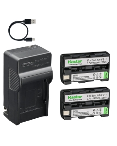 Kastar 2-Pack Battery and AC & USB-C Charger, Compatible with Sony NP-FS11 NP-FS10 NP-FS12 NP-F10 FS21 FS31, for DCR-PC1 PC2 PC3 PC4 PC5 TRV1VE DSC-F505 P1 P30 Cameras