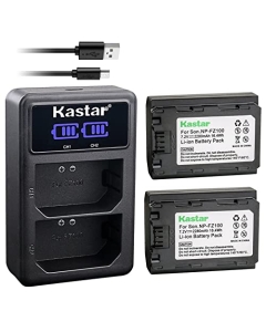 Kastar 2-Pack NP-FZ100 Battery and LED2 USB Charger Compatible with Sony FX3, FX30 Digital Cinema Camera, Cinema Line FX30 Super 35 Camera, Alpha 9 α9, Alpha A9 / ILCE-9, Alpha A 9 Camera