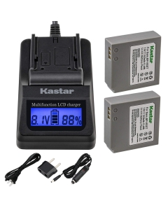 Kastar Fast Charger + 2 Battery for Samsung IA-BP85ST HMX-H100 HMX-H104 H105 H106 SC-HMX10 HMX20C SC-MX10 SC-MX20 SMX-F30 SMX-F33 SMX-F34 VP-HMX08 VP-HMX10 VP-HMX10C VP-HMX20C VP-MX10 VP-MX20 VP-MX25