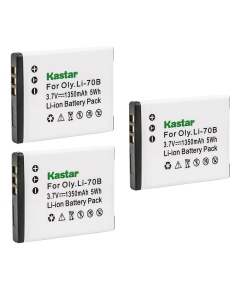 Kastar Battery (3-Pack) for Olympus Li-70B, Li-70C work with Olympus D-700, D-705, D-710, D-715, D-745, FE-4020, FE-4040, FE-5040, VG-110, VG-120, VG-130, VG-140, VG-145, VG-150, VG-160, X-940, X-990