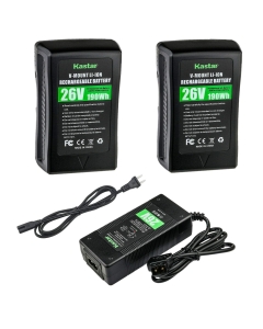 Kastar 2-Pack High Voltage 26V V-Mount Battery + 26V High Voltage Dtap Charger Replacement for Flex LED Mat, Flex Cine DMX Dimmer, Nanlite 26V V-Mount Battery, Westcott 26V Lithium-Ion Battery 7583
