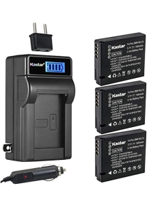 Kastar 3-Pack DMW-BCJ13 Battery and LCD AC Charger Compatible with Panasonic DMW-BCJ13 DMW-BCJ13E DMW-BCJ13PP Battery, Panasonic DE-A81 DE-A81B, DE-A82 DE-A82B Charger, Panasonic Lumix DMC-LX5 LX6 LX7