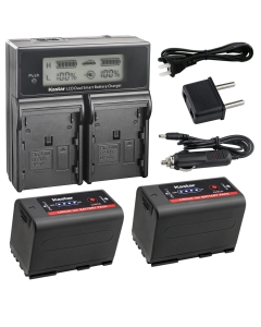 Kastar 2-Pack Battery and AC LCD Dual Fast Charger Compatible with Canon BP-911 BP-911K BP-914 BP-915 BP-925 BP-930 BP-935 BP-945 BP-950 BP-955 BP-950G Pro BP-970G BP-975 BP-980G Pro Battery