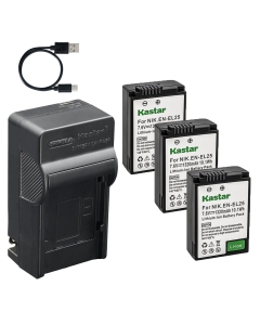 Kastar 3-Pack Battery and AC & USB-C Charger, Compatible with EN-EL25 EN-EL25a Camera, for Nikon Z30 Z50 Z50 II Zfc Mirrorless Camera and EN-EL25 Battery Models