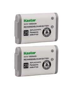 Kastar HHR-P103 Battery (2-Pack), Type 25, NI-MH Rechargeable Battery 3.6V 1000mAh, Replacement for Panasonic HHR-P103 / P-P103, AT&T, GE, Vtech Cordless Phone (Detail Models in The Description)