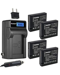 Kastar 4-Pack DMW-BCJ13 Battery and LCD AC Charger Compatible with Panasonic DMW-BCJ13 DMW-BCJ13E DMW-BCJ13PP Battery, Panasonic DE-A81 DE-A81B, DE-A82 DE-A82B Charger, Panasonic Lumix DMC-LX5 LX6 LX7