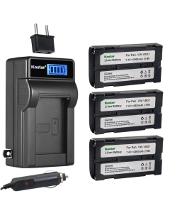 Kastar 3-Pack BDC58 Battery and LCD AC Charger Compatible with Hitachi VM-H955LA, VM-H975LA, JVC BN-V812U, BN-V814U, AGBP15, AGBP15P, AGBP25, AGEZ1, AGEZ1U, AGEZ20, AGEZ20U, AGEZ30U, HIT 555