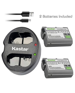 Kastar 2 Pack Battery and Oval Dual USB Charger Compatible with Nikon EN-EL15 Nikon EN-EL15a Nikon EN-EL15e Battery, Nikon MH-25 Nikon MH-25a Charger, Nikon D7000 Nikon D7100 Nikon D7200 Nikon D7500