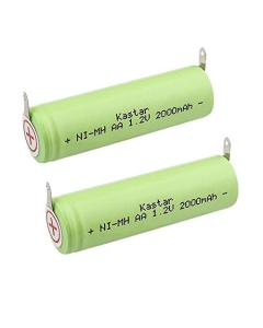 Kastar 2 Pcs Ni-MH 1.2V AA 2000 mAh Shaver Battery Upgrade with Solder Tabs for Norelco, Remington Shaver Models