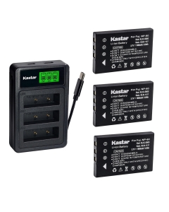 Kastar 3-Pack Battery with LZD3 USB Triple Charger Compatible with Fujifilm NP-60, FinePix F401 F410 F601 F50i Cameras and Compatible Devices