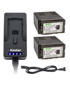 Kastar LED Super Fast Charger + 2 Battery Replacement for Panasonic VW-VBG6 Panasonic AG-AC160A, AG-AC7, AG-AC130A, AG-AC160A, AG-HMC40, AG-HMC70, AG-HMC150, H68, H80, H90, H258, VDR-D50, D58, D310