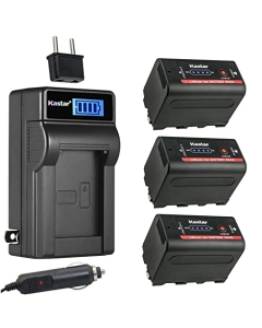 Kastar 3-Pack NP-F780EXP Battery and LCD AC Charger Compatible with DCR-TRV510 DCR-TRV520 DCR-TRV525 DCR-TRV58 DCR-TRV620 DCR-TRV7 DCR-TRV720 DCR-TRV735 DCR-TRV820 DCR-TRV9 DCR-TRV900